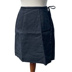 Gap 100% linen black wrap skirt with tie A line, vintage 90s 2000s Medium